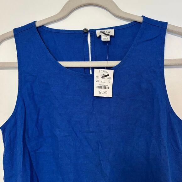NWT J.Crew Linen Blended Sleeveless Mini Dress In Bright Grotto Size 0 - Picture 4 of 7